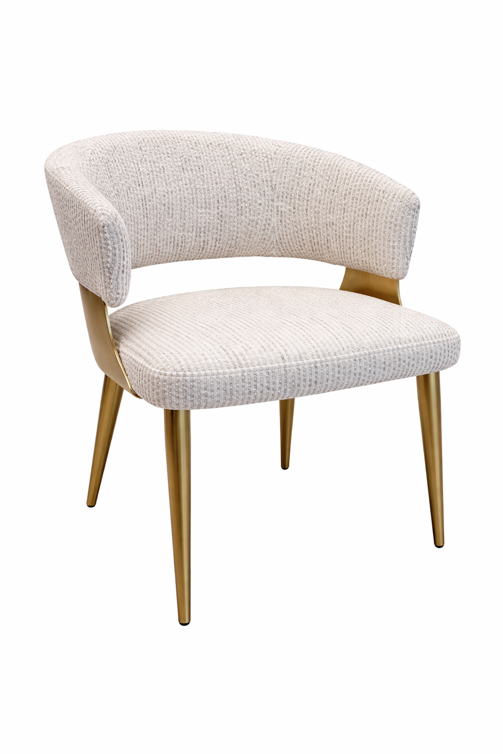 Chair with beige cushioned seat and backrest on a white background