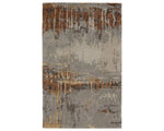 A rectangular area rug featuring a gray and brown color scheme with a textured design.