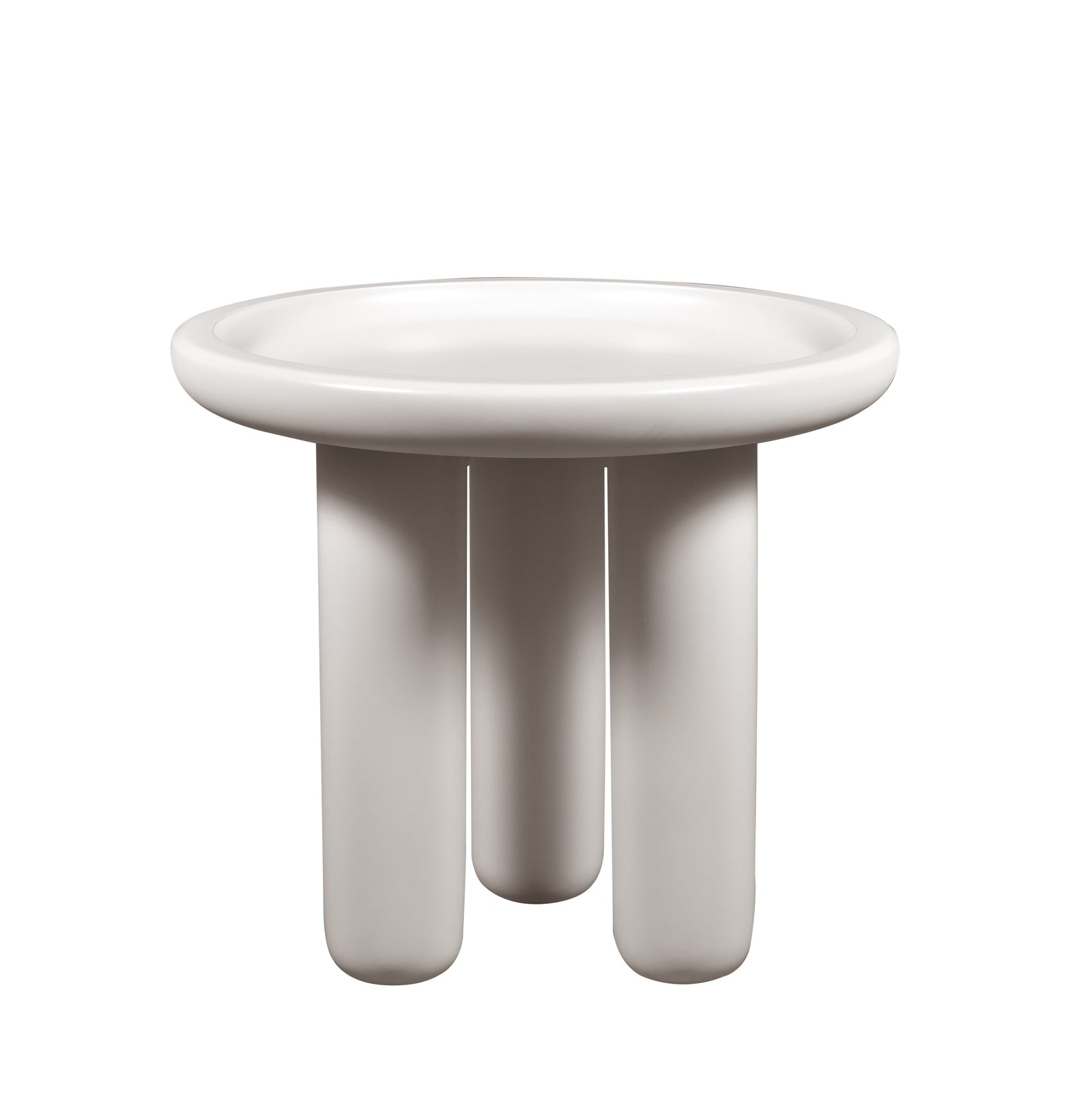 White ceramic bowl with three legs on a white background