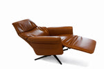 Brown leather recliner chair on a white background
