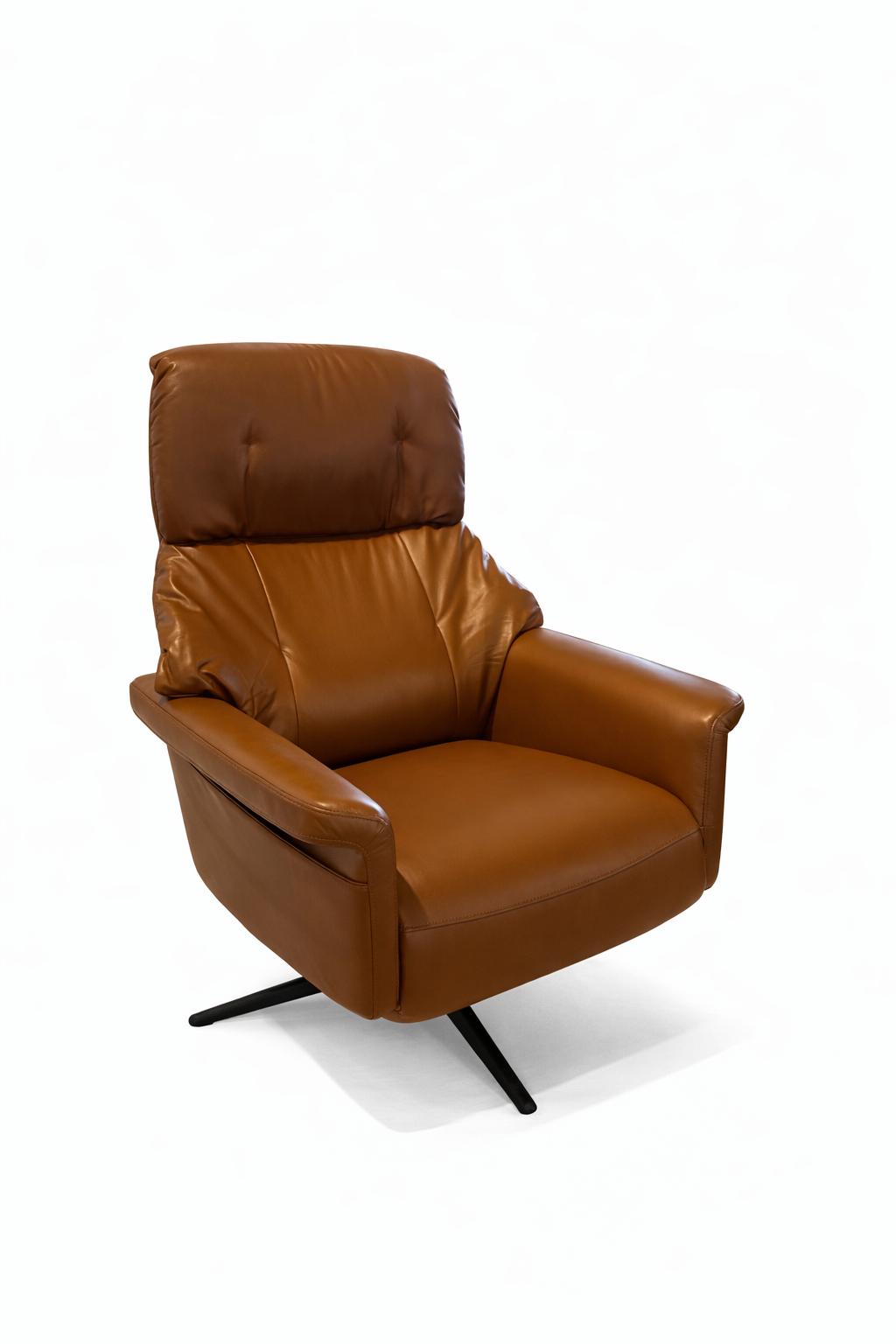 Brown leather armchair on a white background