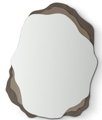 Decorative mirror with a brown wooden frame on a white background