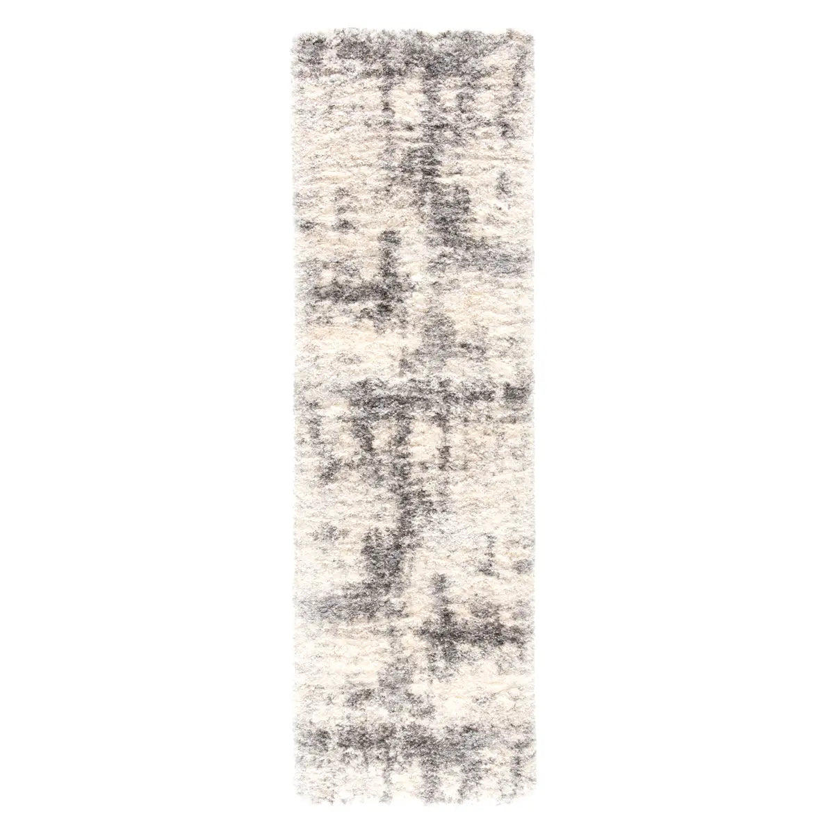 Rectangular area rug with a textured pattern on a white background