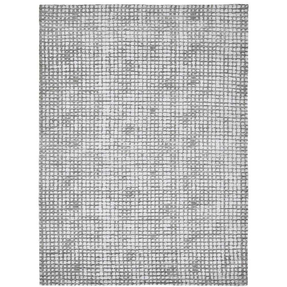 Gray textured area rug on a white background