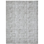 Gray textured area rug on a white background