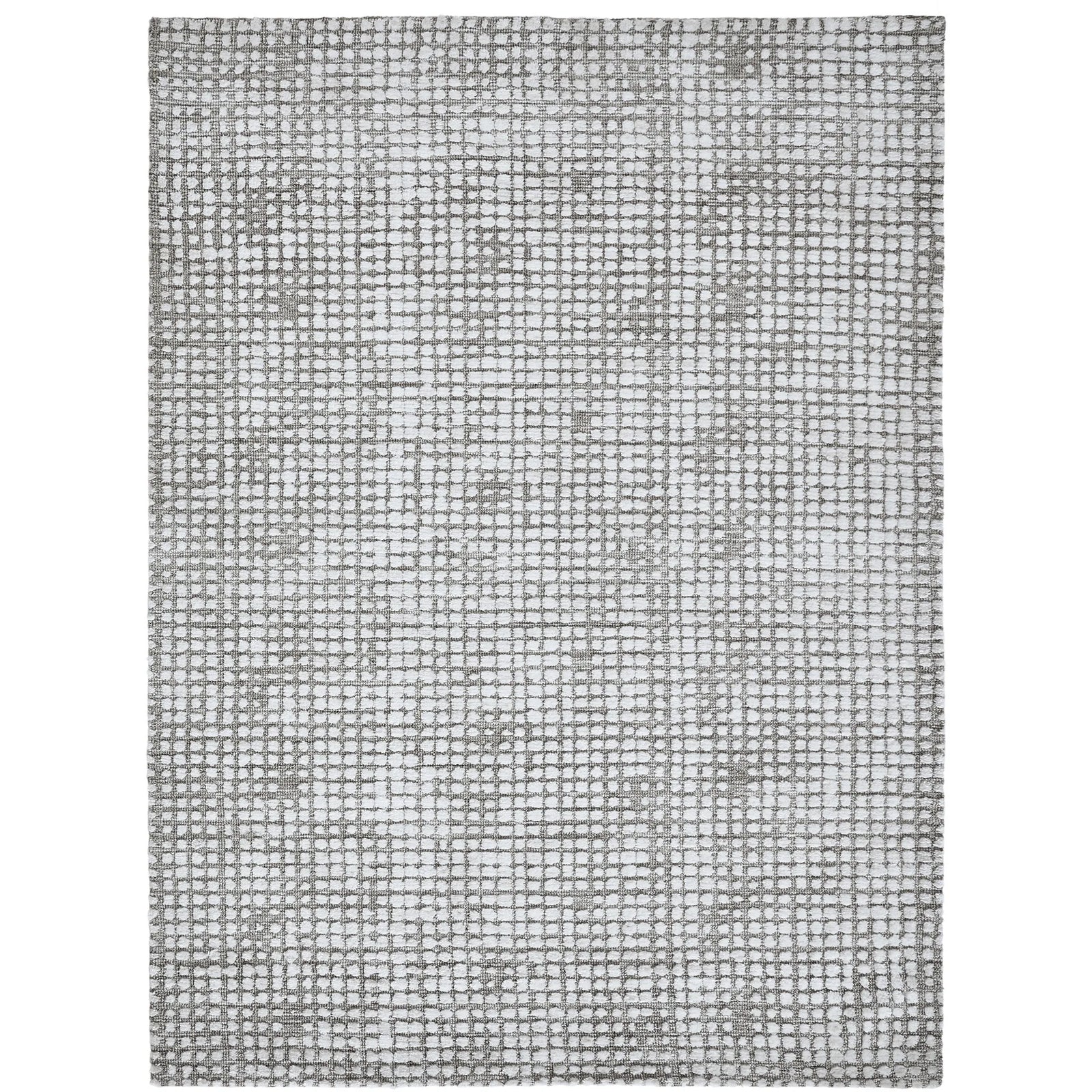 Gray textured area rug on a white background