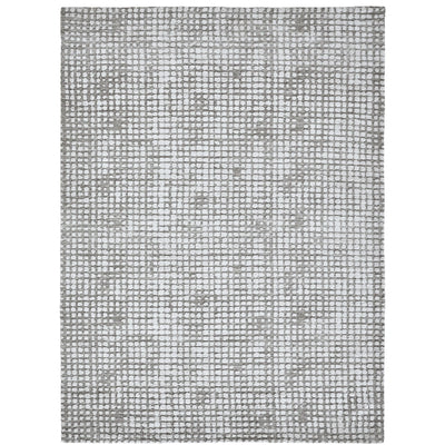 Gray textured area rug on a white background
