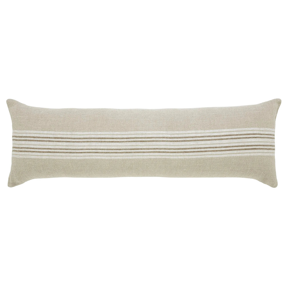 Beige pleated pillow on a white background