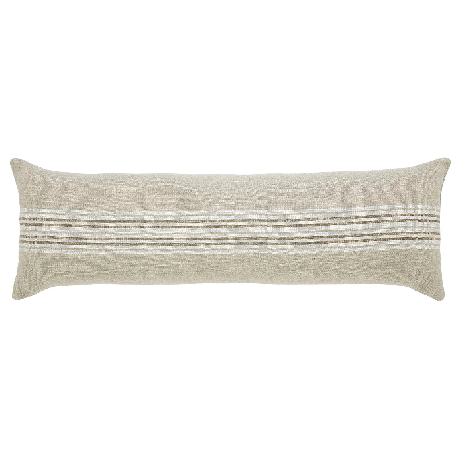 Beige pleated pillow on a white background