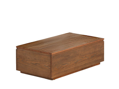 Wooden box with a lid on a white background