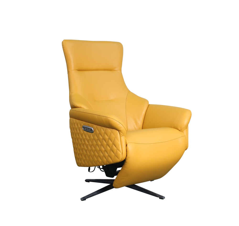 A gold  leather recliner 