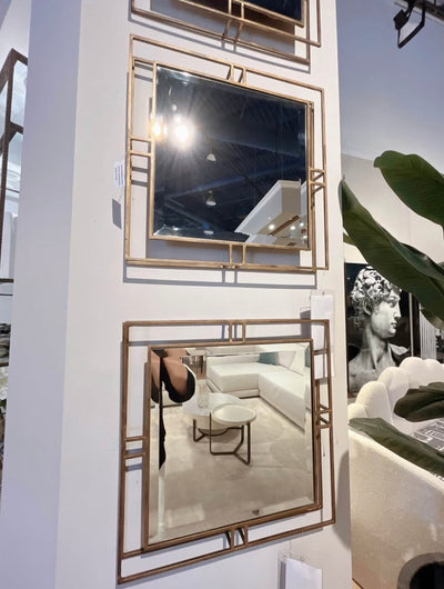 Square Antique Brass Frame  Mirror