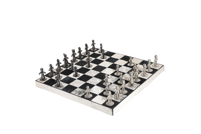 Chess set with B&W leather board