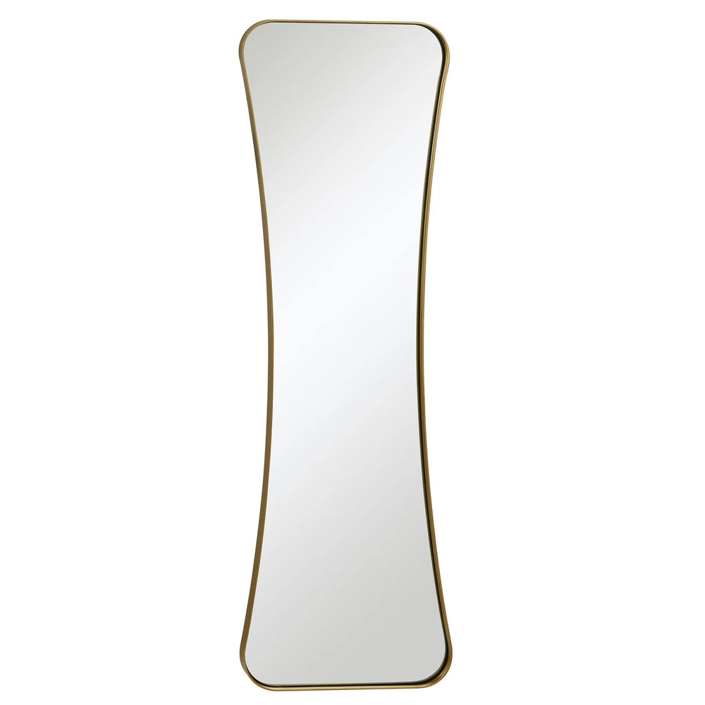 Rectangular mirror with a gold frame on a white background