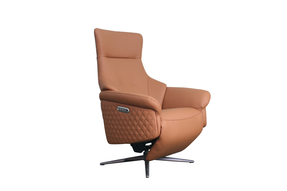 a orange modern design office chair in tan leather