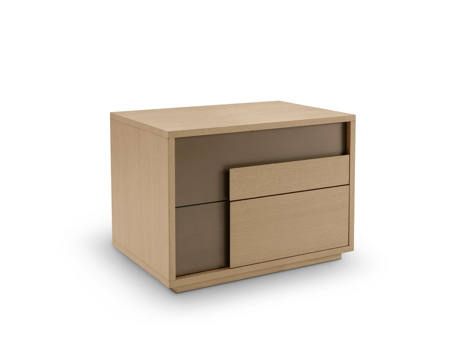 Beige nightstand with a drawer on a white background