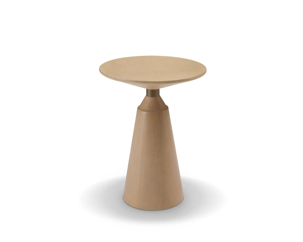 Beige side table on a white background