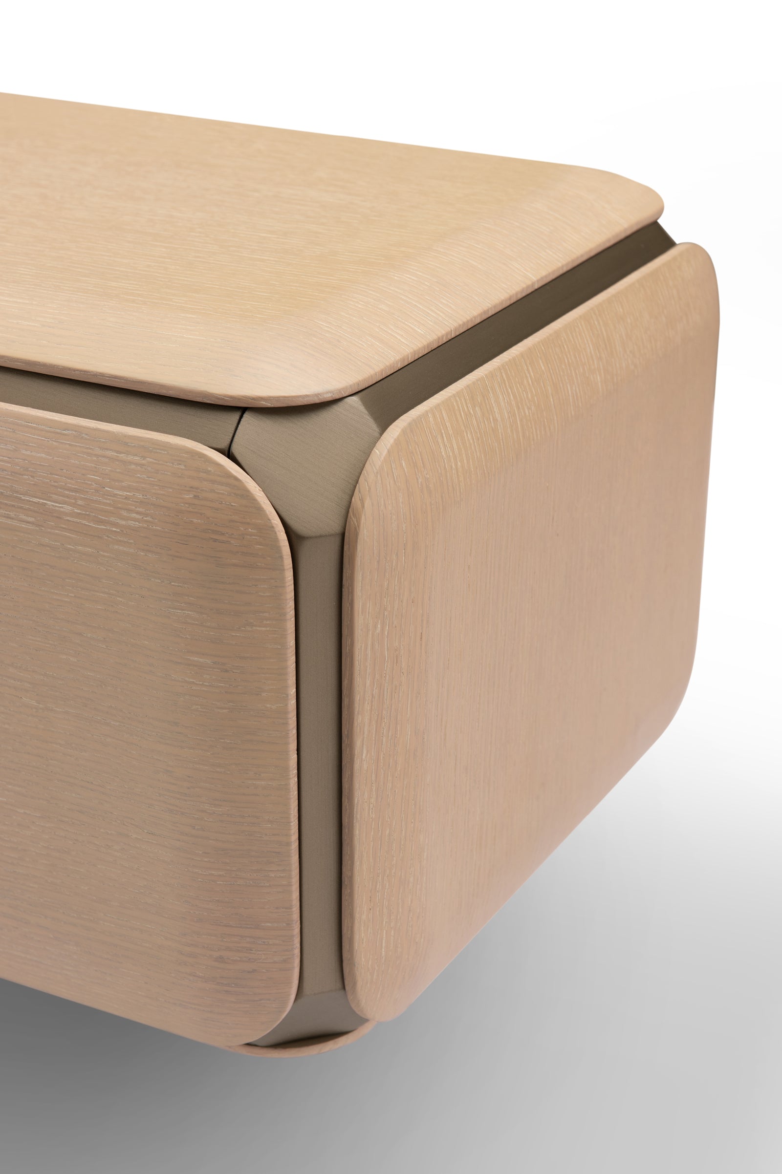 Wooden sideboard with three doors on a white background