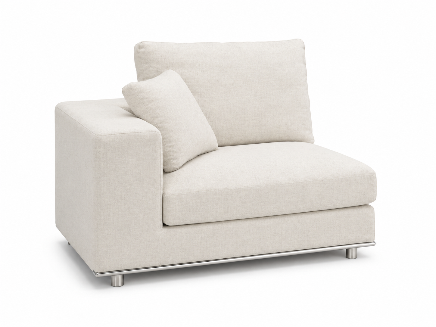 Beige armchair with cushions on a white background