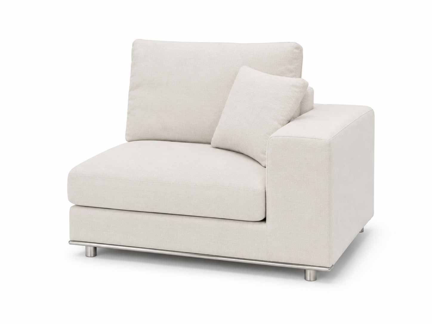 Beige armchair with cushions on a white background