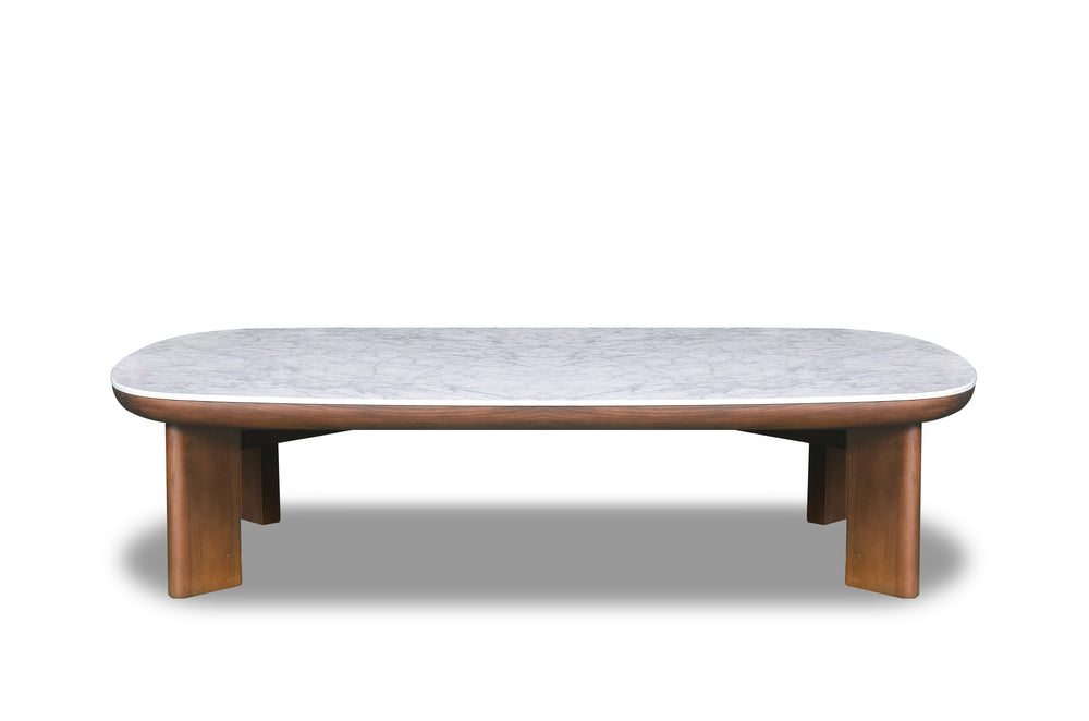 Julian Marble Coffee Table with Walnut Finish