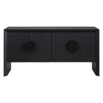 Black sideboard with round handles on a white background