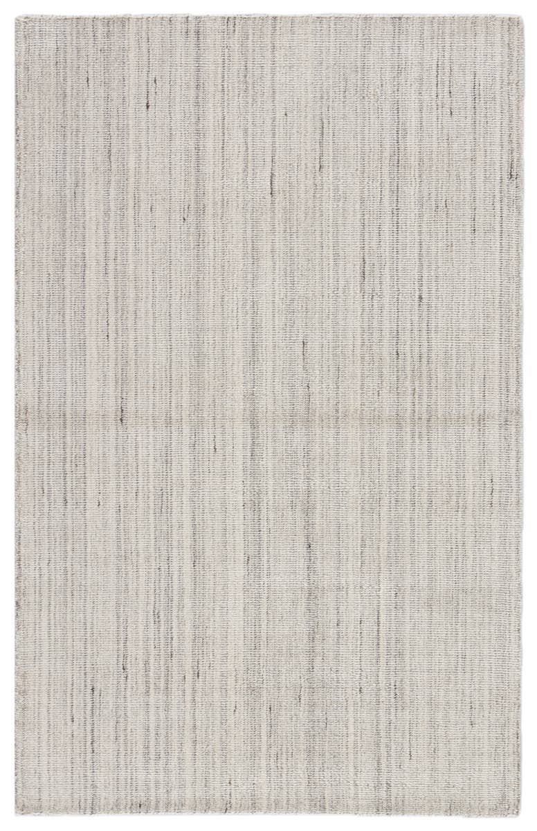An ivory and gray area rug with a handwoven texture.