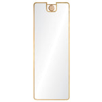 A full-length mirror with a white oak veneer decorative knob and a gold leaf finish. The mirror is set in a simple rectangular frame.