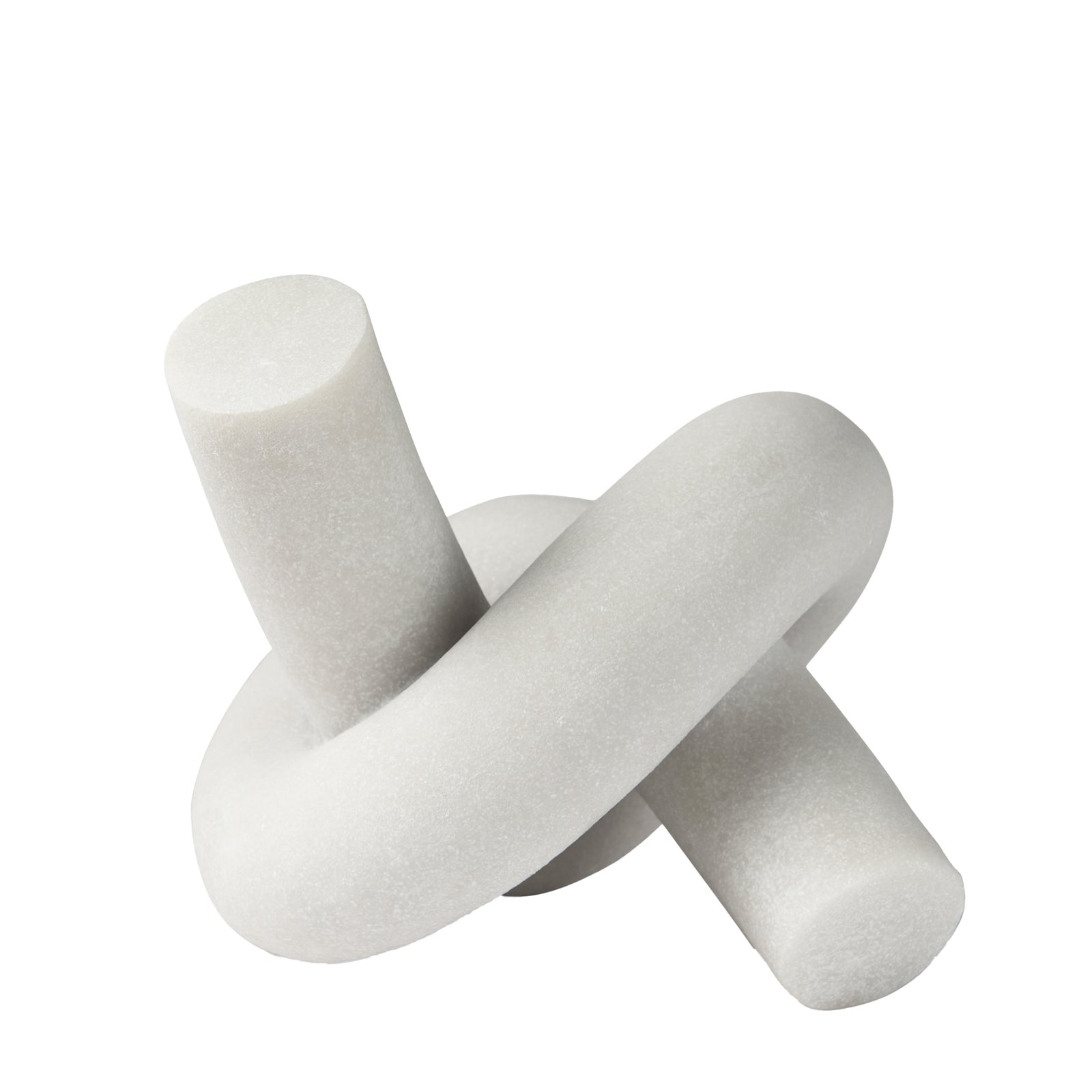 White marble knot sculpture on a white background