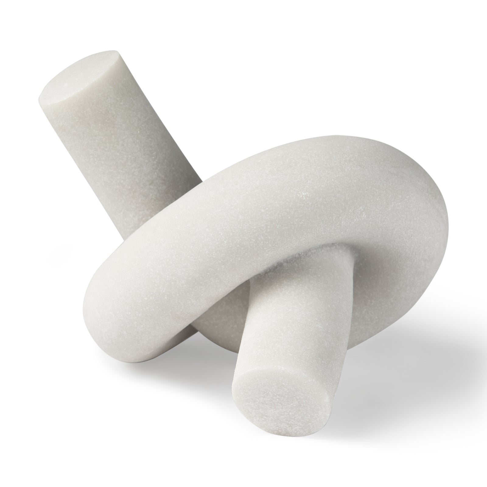 White marble knot sculpture on a white background