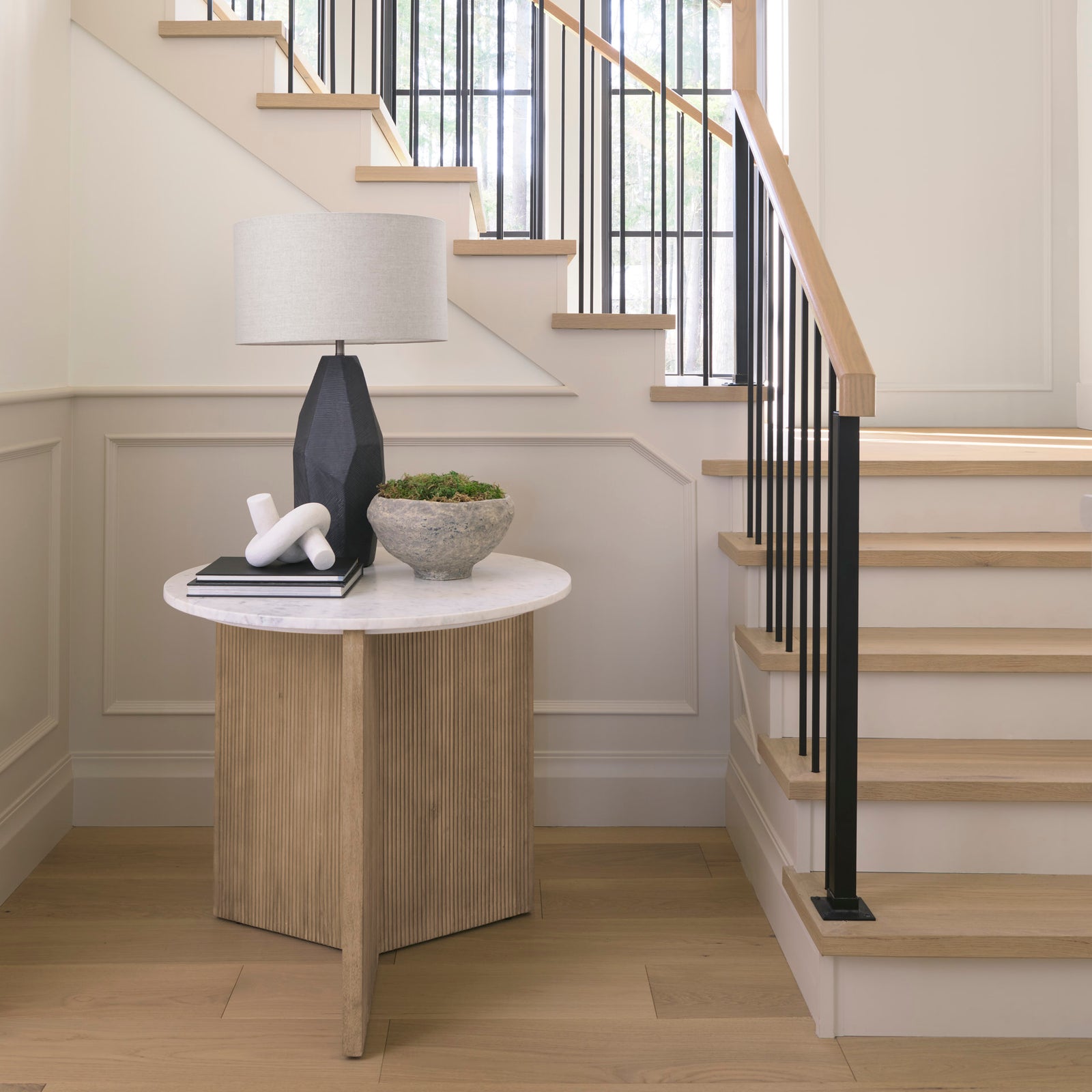 White marble knot sculpture