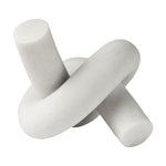 White marble knot sculpture on a white background