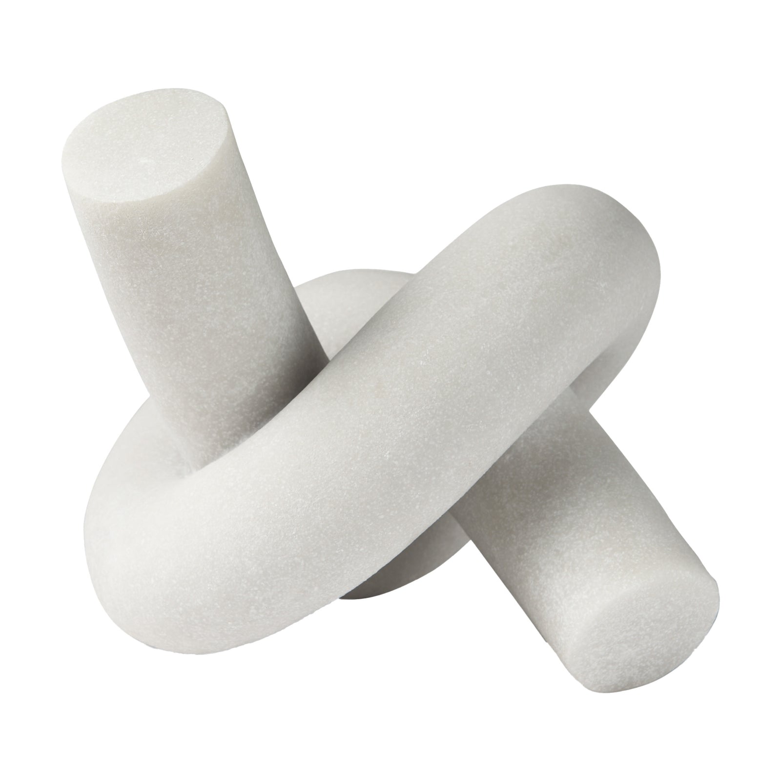 White marble knot sculpture on a white background