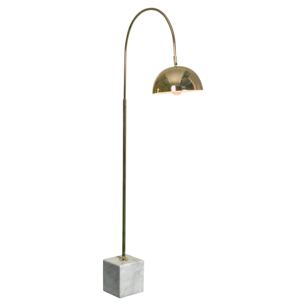 Gold floor lamp with marble base on a white background