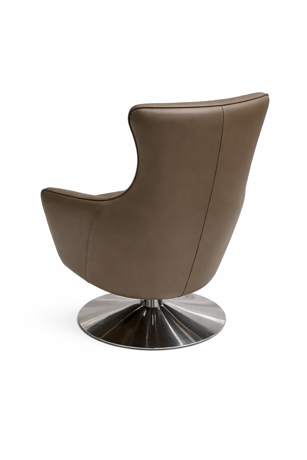 Brown chair with a metallic base on a white background
