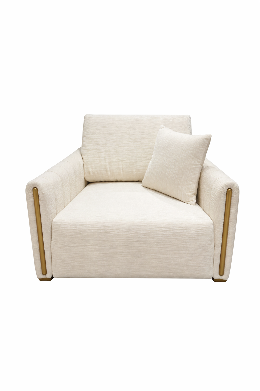 Beige armchair with a pillow on a white background