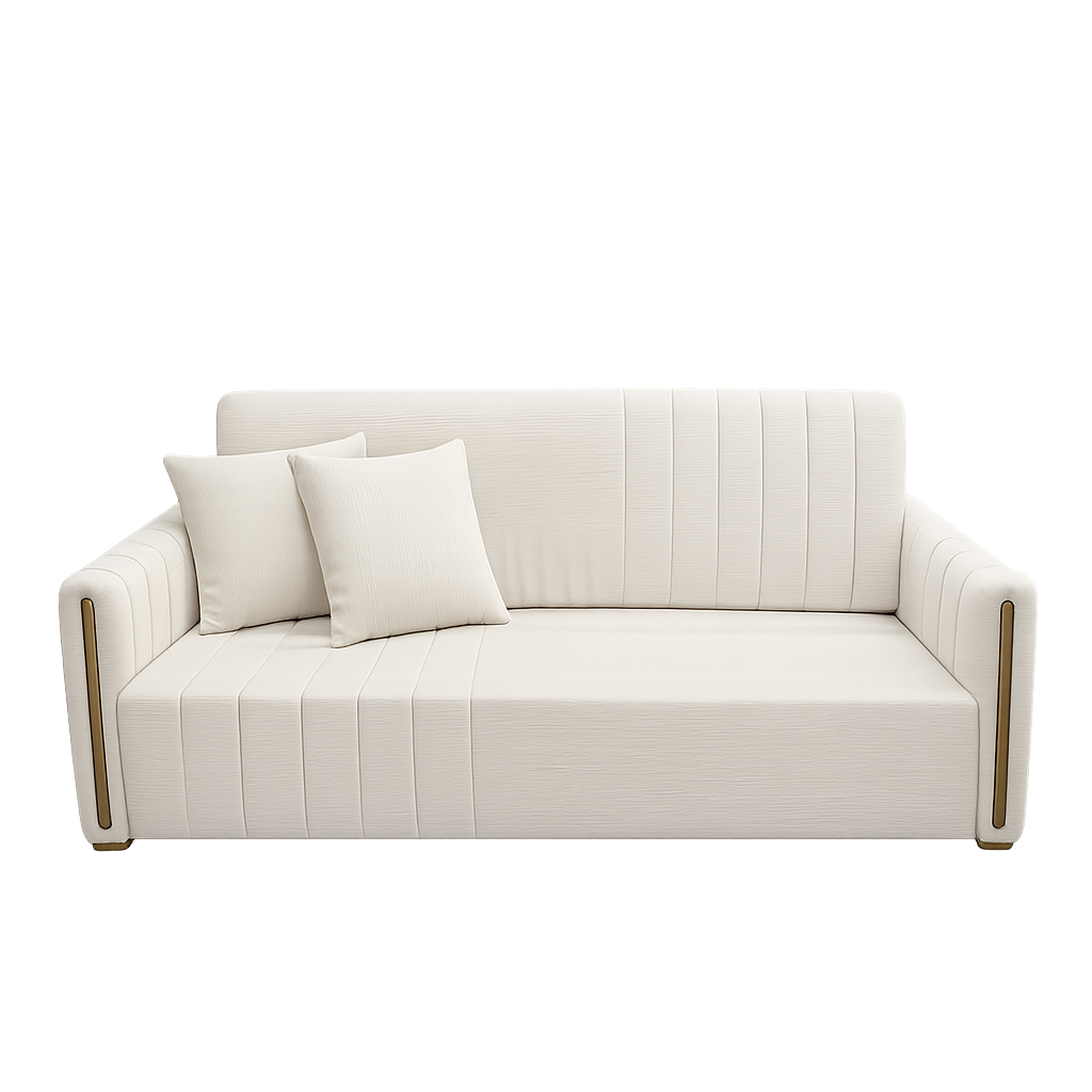 White sofa with two cushions on a white background