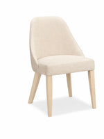 Beige chair with wooden legs on a white background