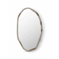 Decorative mirror with a wooden frame on a white background