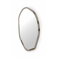 Decorative mirror with a wooden frame on a white background