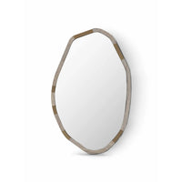 Decorative mirror with a wooden frame on a white background