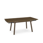Brown outdoor table with extendable feature on a white background