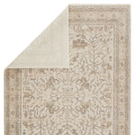 Patterned beige and brown rug on a white background