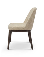 Chair with beige upholstered seat and backrest on a white background