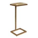 Wooden side table with a marble top on a white background