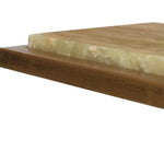 Wooden cutting board with a marble-like surface on a white background