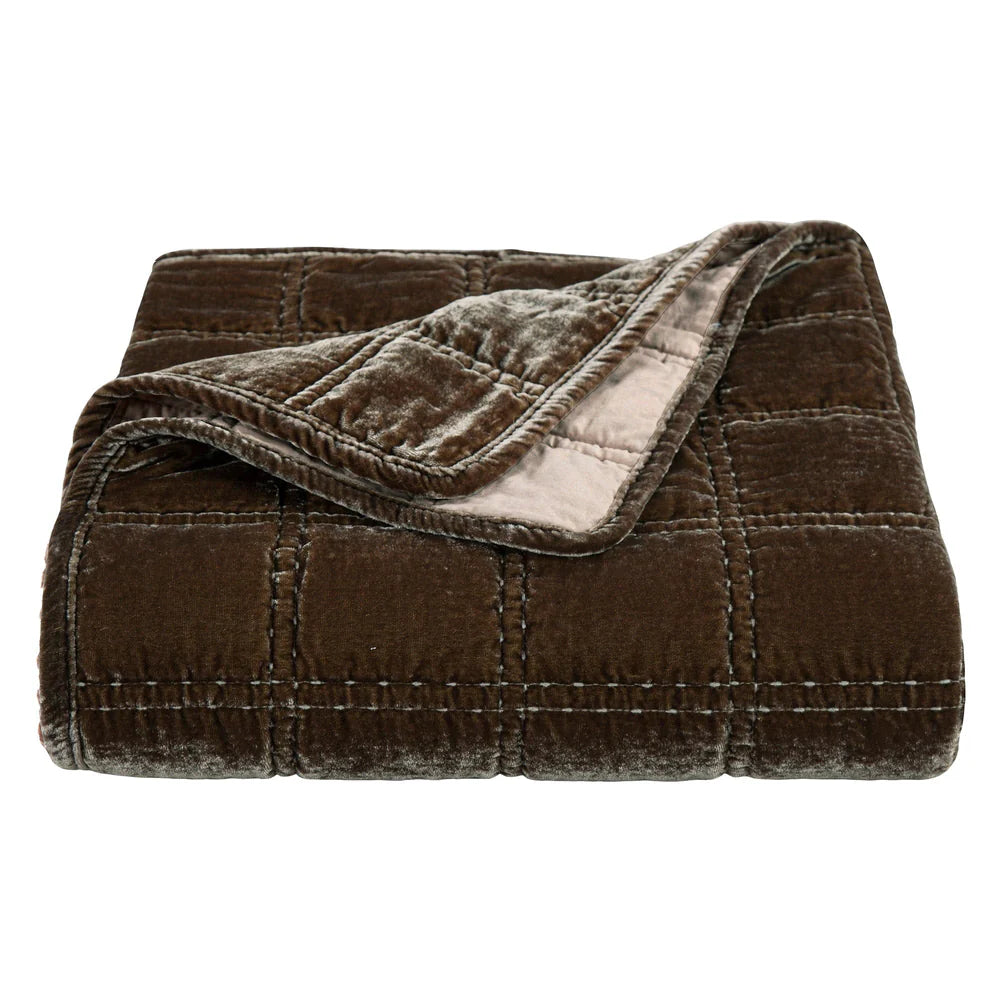 Emily Faux Silk Velvet Box Stitch Throw