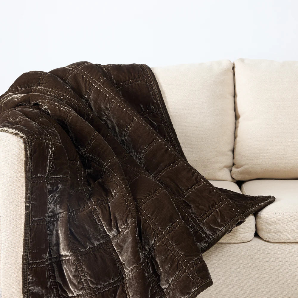 Emily Faux Silk Velvet Box Stitch Throw
