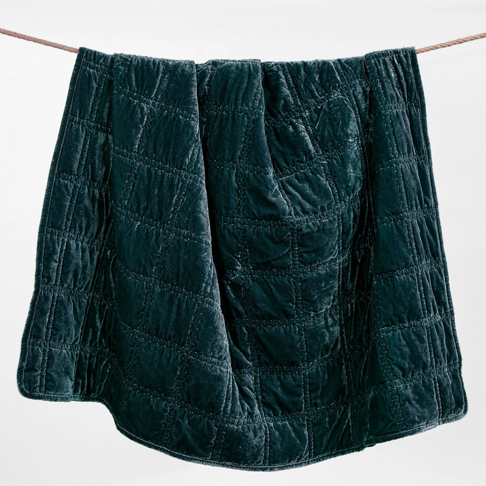 Emily Faux Silk Velvet Box Stitch Throw