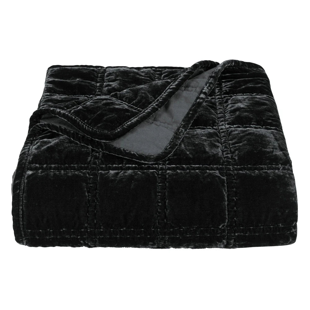 Emily Faux Silk Velvet Box Stitch Throw